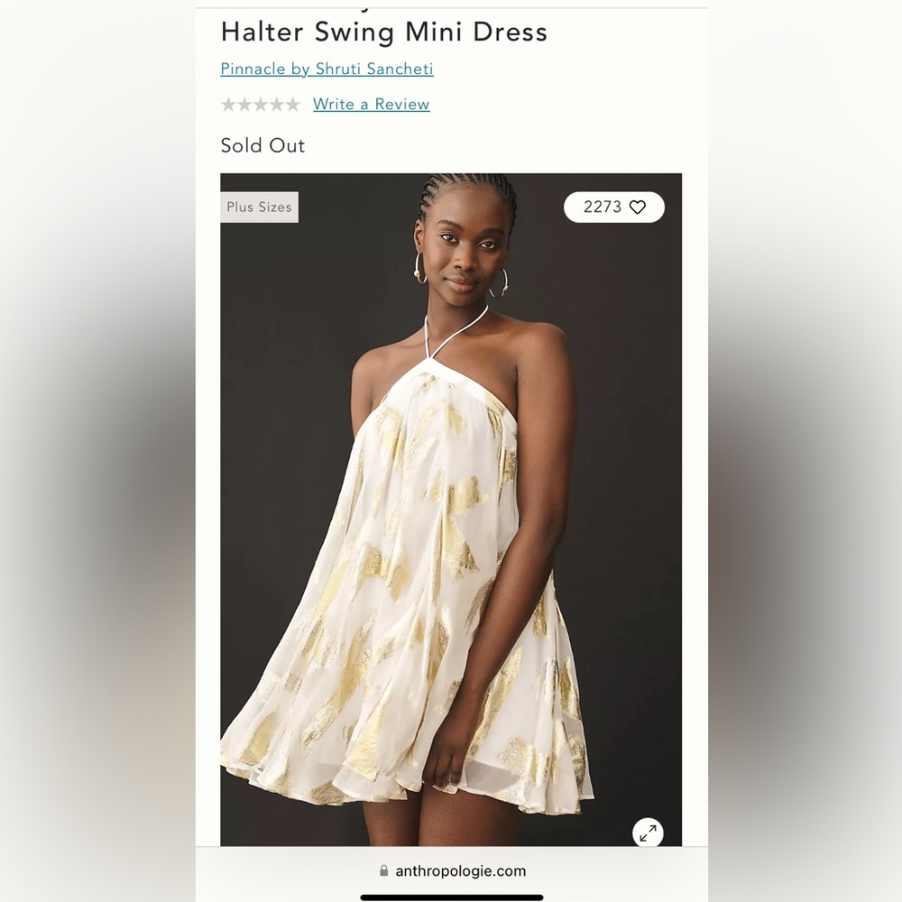 Anthropologie Pinnacle by Shruti Sancheti Sheer Halter Swing Dress Sold Out sz L - Picture 9 of 16